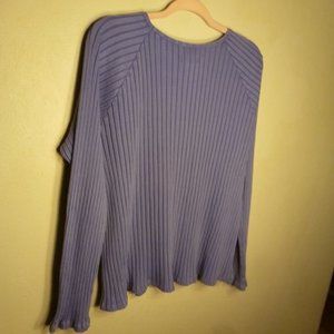 Knox Rose Dusty periwinkle ribbed v neck long sleeve tee XXL1X XL